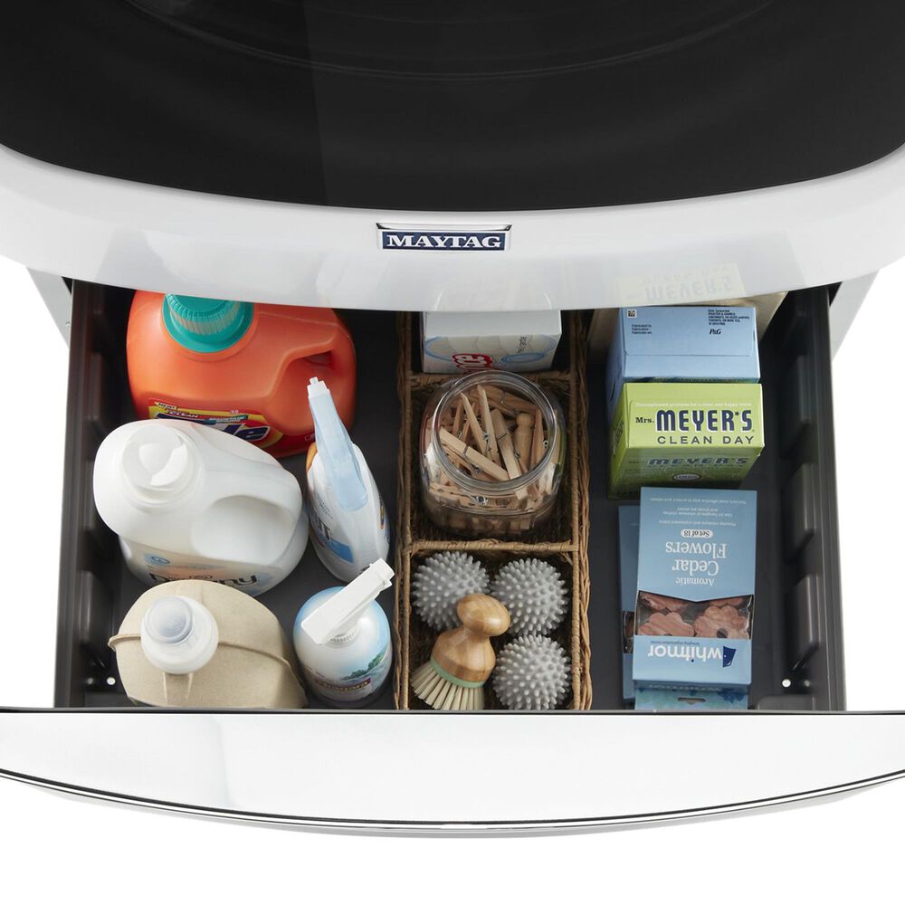 Maytag 5 Cu. Ft. Front Load Washer and 7.3 Cu. Ft. Gas Dryer Laundry Pair with Pedestal in White, , large