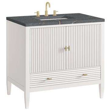 James Martin Vanities Myrrin 36" Vanity in Bright White with 3 cm Parisien Bleu Quartz Top, , large