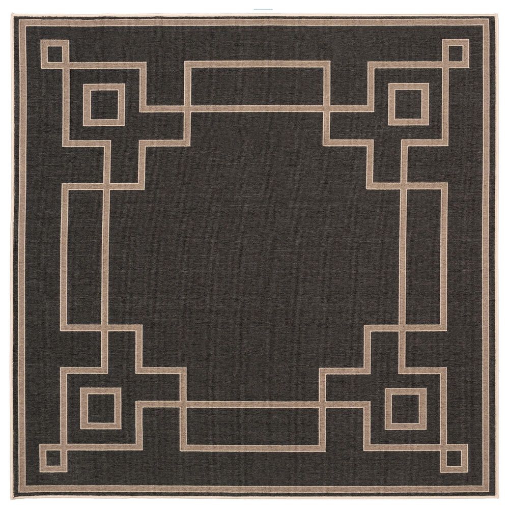 Surya Alfresco 7"3" Square Black, Brown and Beige Indoor/Outdoor Area Rug, , large