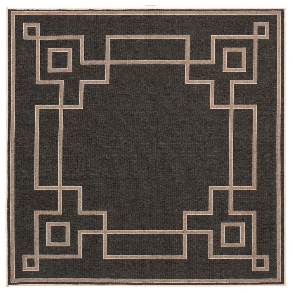 Surya Alfresco 7"3" Square Black, Brown and Beige Indoor/Outdoor Area Rug, , large