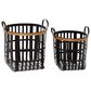 Maple and Jade Farmhouse Bamboo Storage Basket in Coal Black and Brown (Set of 2), , large