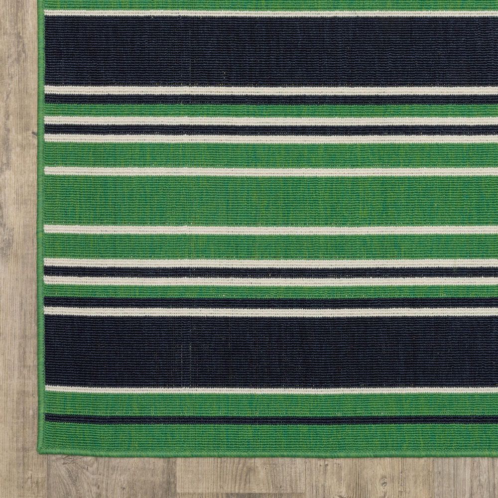 Oriental Weavers Havana Striped Green and Navy 6'7" x 9'2" Indoor/Outdoor Area Rug, , large