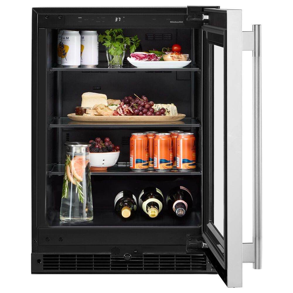 KitchenAid 5.2 Cu. Ft. Undercounter Refrigerator with Glass Door and Right Hinge in Black and Stainless Steel, , large