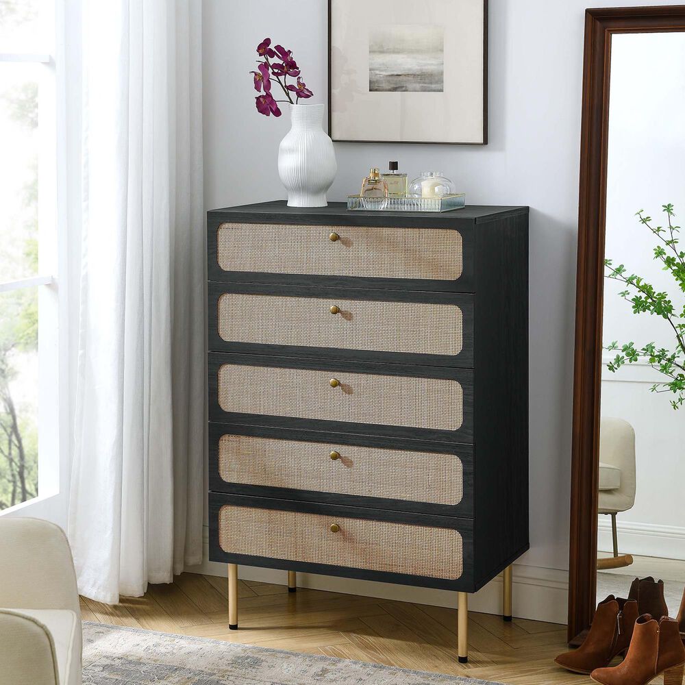 Modway Chaucer 5-Drawer Chest in Black, , large