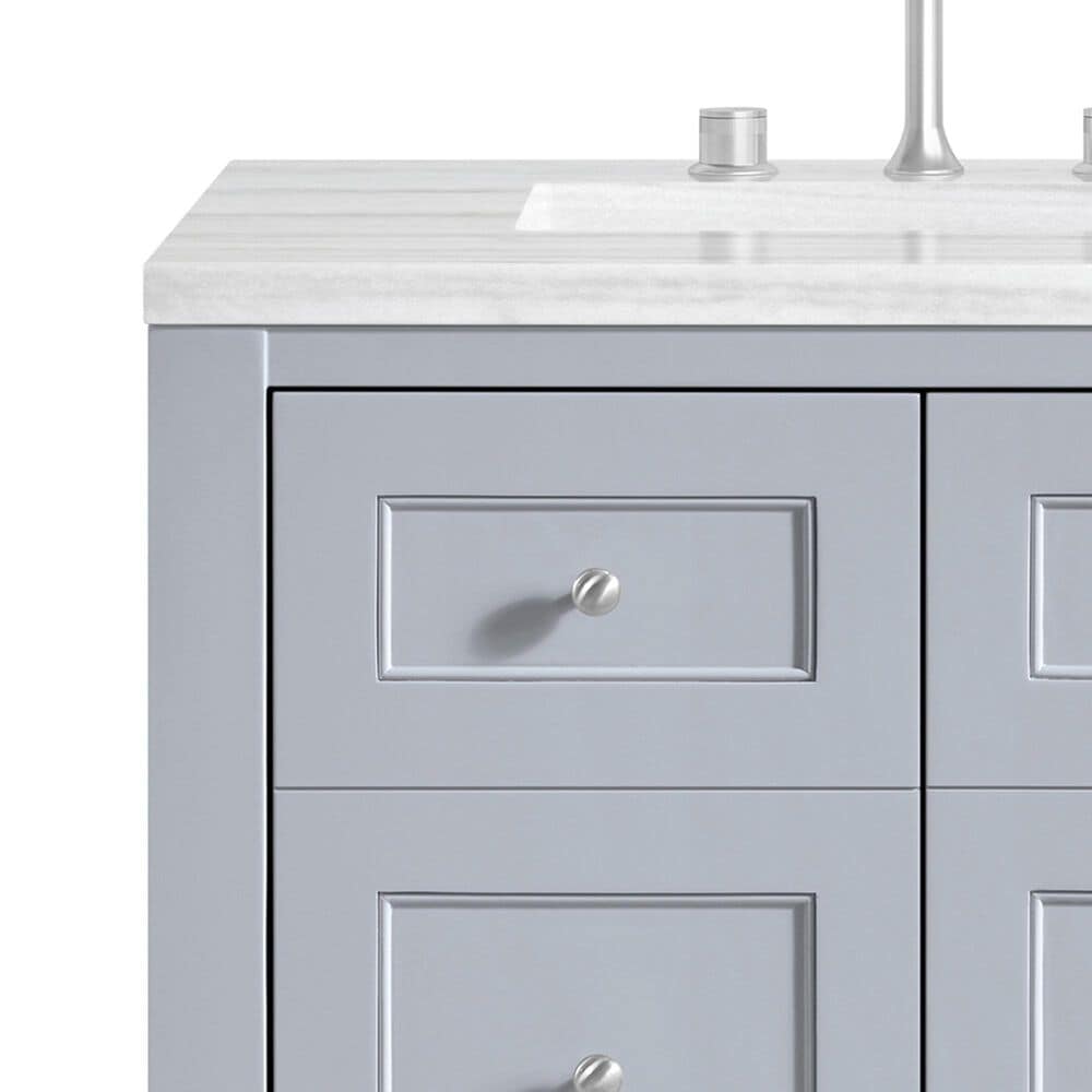 James Martin Vanities Breckenridge 30&quot; Single Bathroom Vanity in Serenity Blue with 3 cm Arctic Fall Solid Surface Top and Rectangular Sink, , large