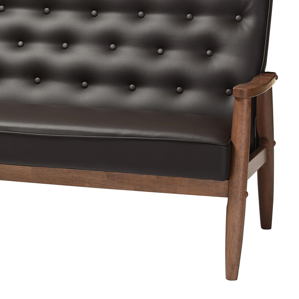 Baxton Studio Sorrento Stationary Sofa in Brown, , large