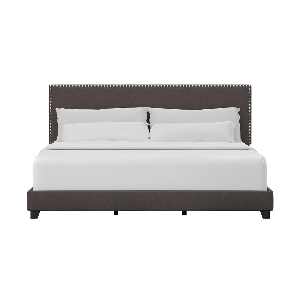 Richlands Furniture Willow King Upholstered Panel Bed in Charcoal, , large