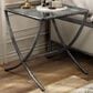 Furniture of America Lalia Side Table with Tempered Glass Top and X-Base in Gun Metal, , large