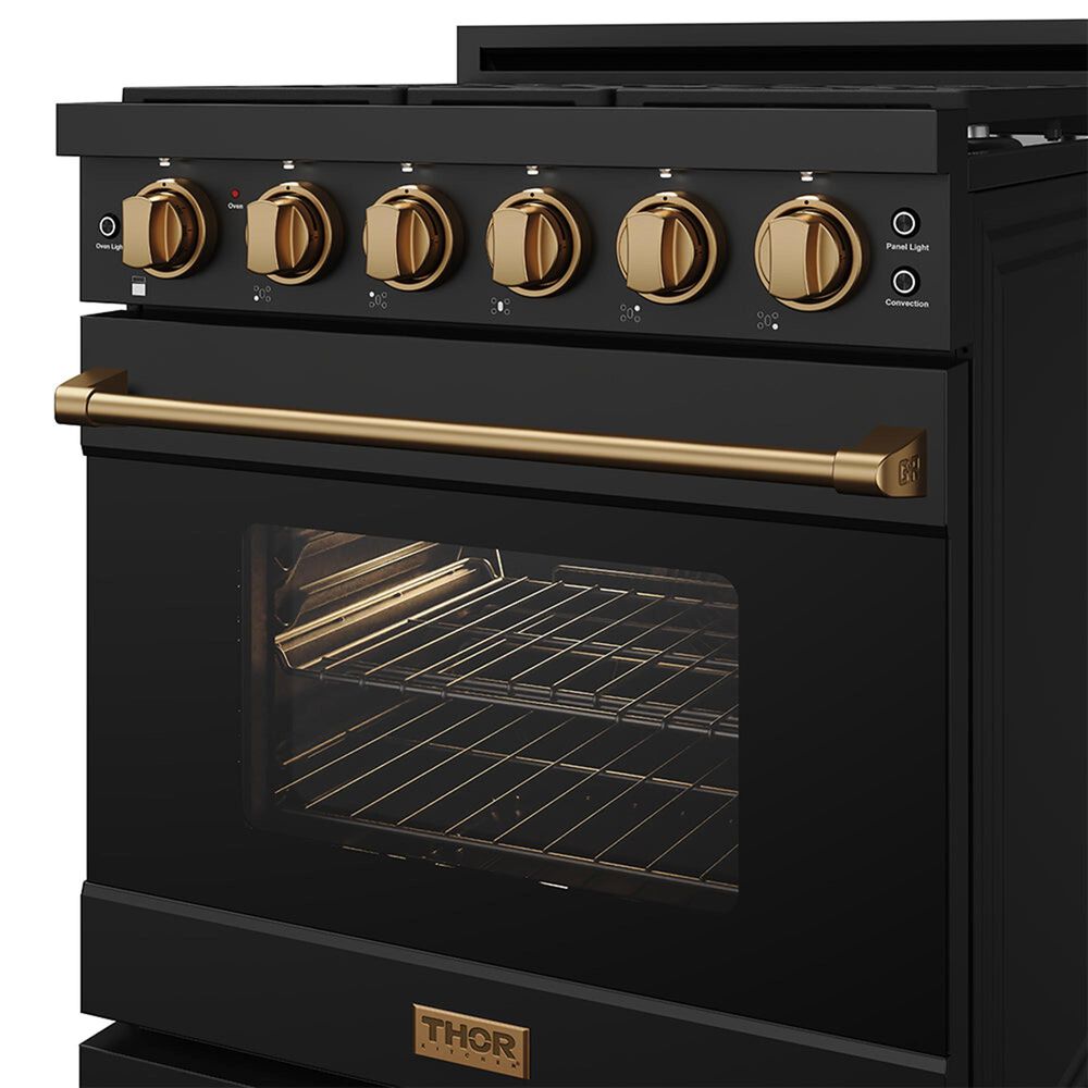 Thor Kitchen Gordon Ramsay 4.6 Cu. Ft. Professional Liquid Propane Range with Bronze Handle Kit in Black, , large