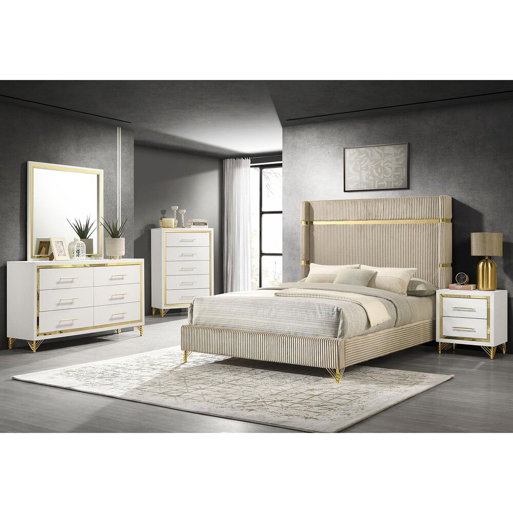 Pacific Landing Lucia 6-Drawer Dresser in White and Gold, , large