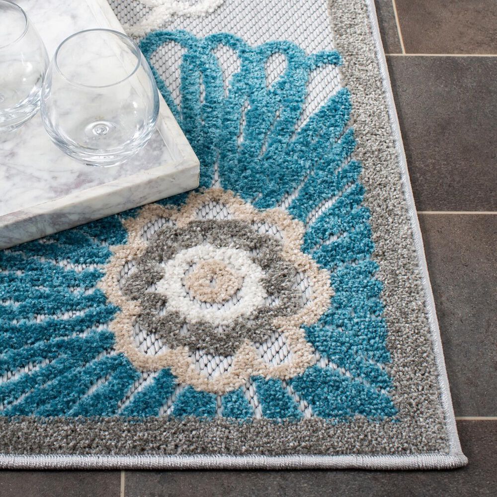 Safavieh Cabana CBN676B 6&#39;7&quot; Square Beige and Blue Indoor/Outdoor Area Performance Rug, , large