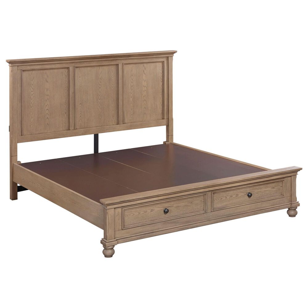 Riva Ridge Oxford 4-Piece Queen Panel Storage Bedroom Set in Tan with USB Ports, , large