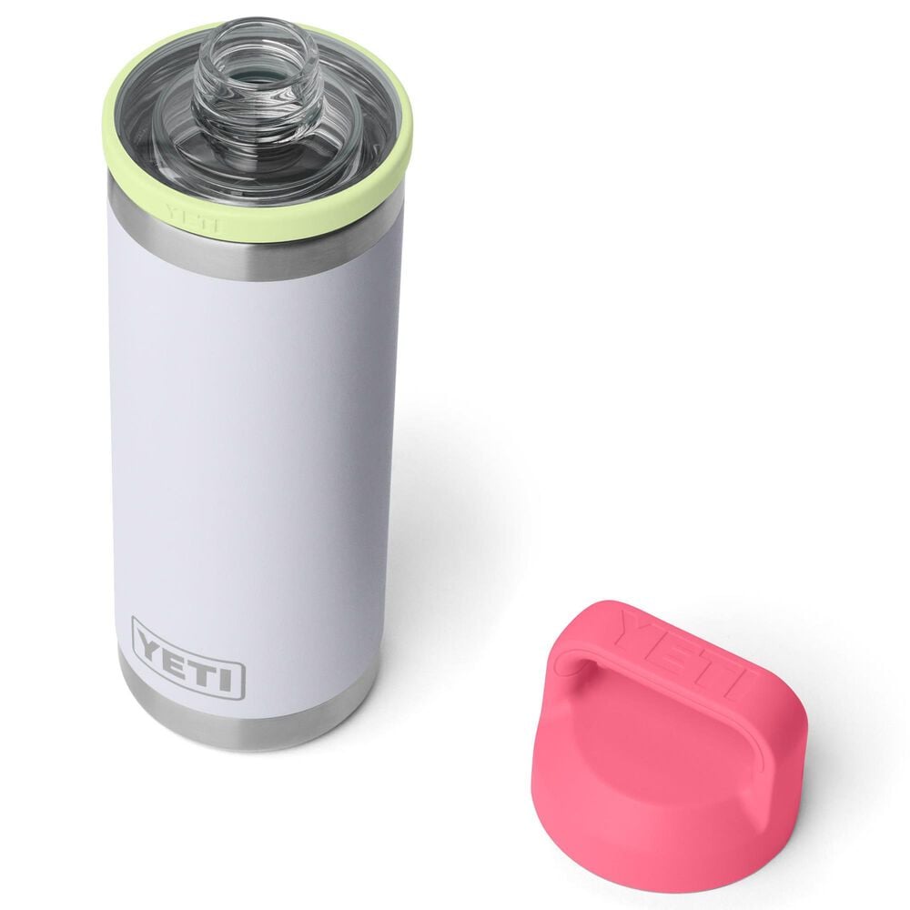 YETI Rambler 18 Oz Water Bottle with Color-Blocked Chug Cap in Mist, Pink and Grasshopper, , large
