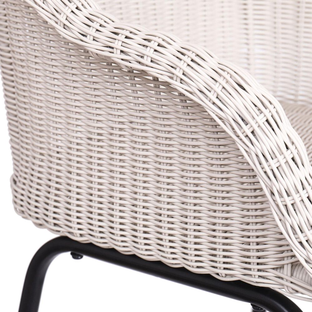 Hearth and Haven Ladd Outdoor Faux Wicker Barstool with Black Metal Frame in Light Gray (Set of 2), , large