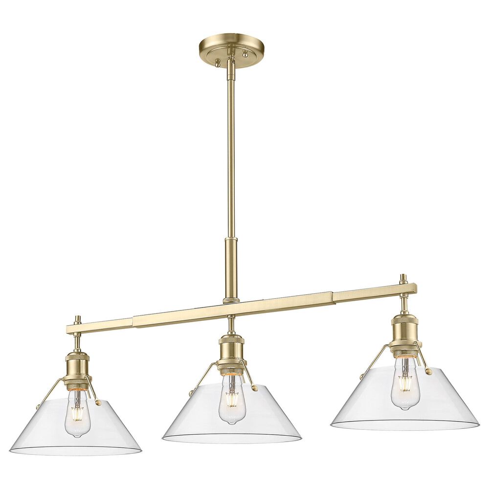 Golden Lighting Orwell 3-Light Linear Pendant with Clear Glass Shade in Brushed Champagne Bronze, , large