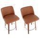LumiSource Toriano Swivel Counter Stool with Camel Faux Leather Upholstery in Walnut and Chrome (Set of 2), , large