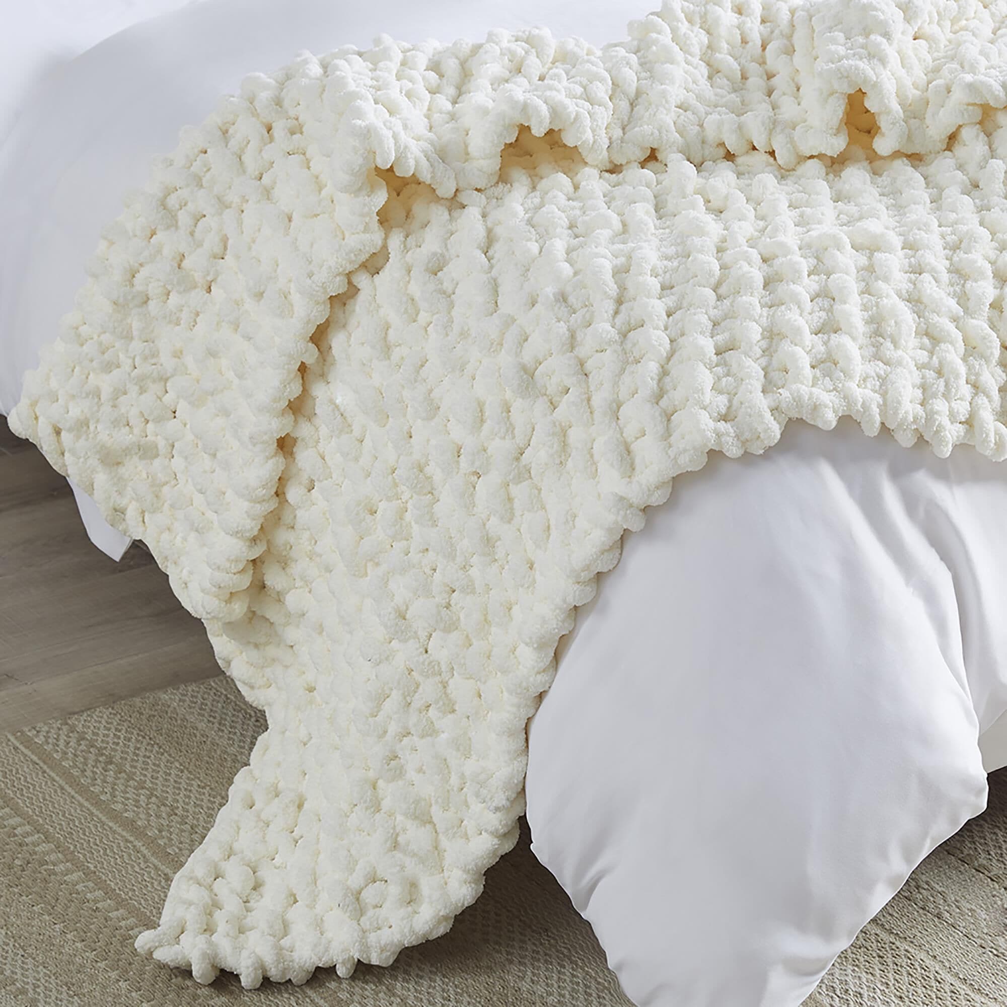 Ivory best sale knit blanket