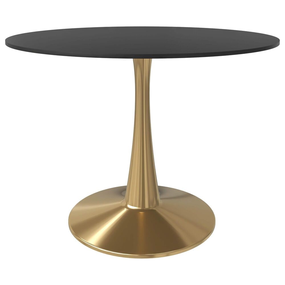 Leisuremod Bristol 40" Round Dining Table with MDF Top in Gold and Black - Table Only, , large