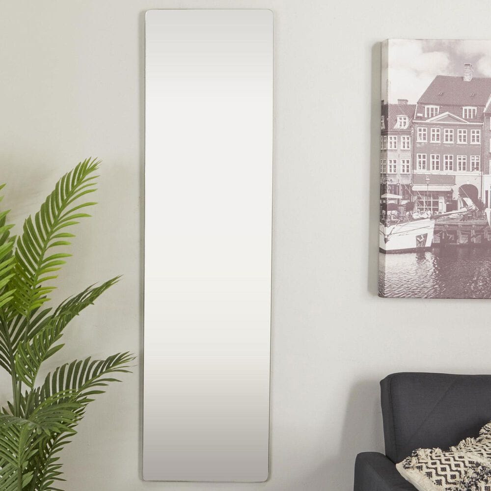 Maple and Jade 59&quot; Rectangular Metal Wall Mirror in Silver, , large
