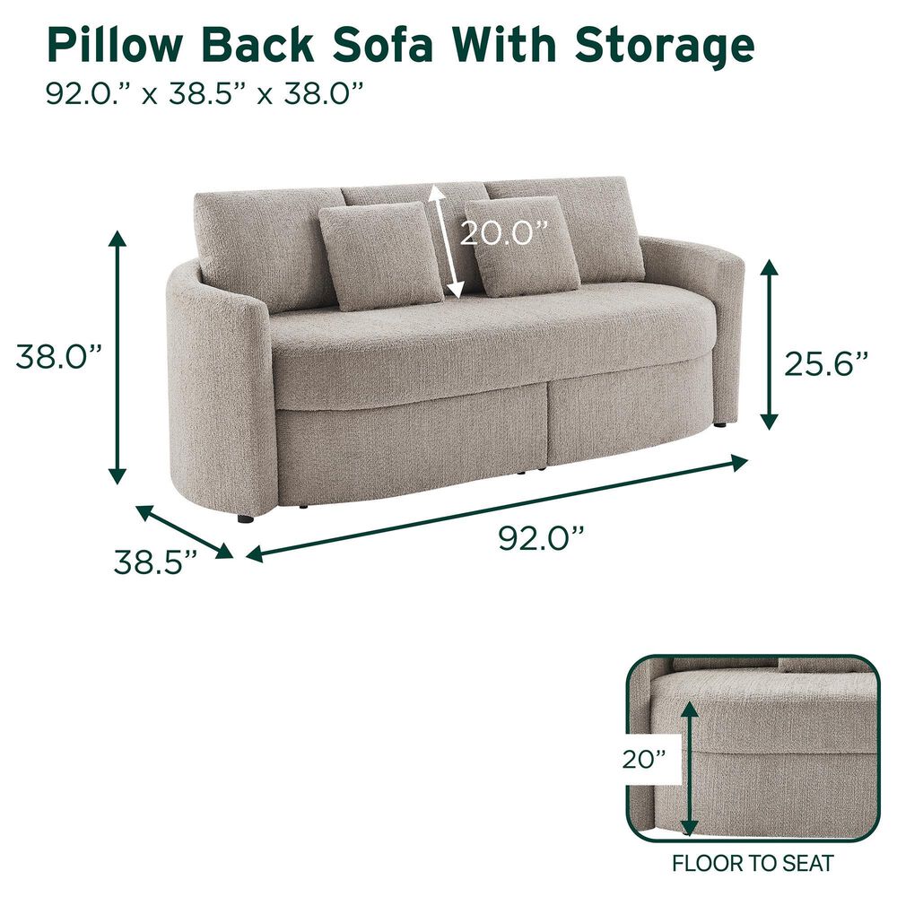Lifestyle Solutions Beckett Stationary Storage Sofa in Taupe, , large