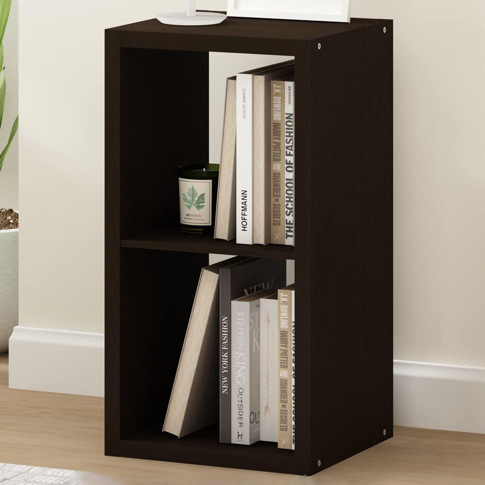 HOMLUX 2-Cube Reversible Open Back Bookshelf in Dark Oak, , large