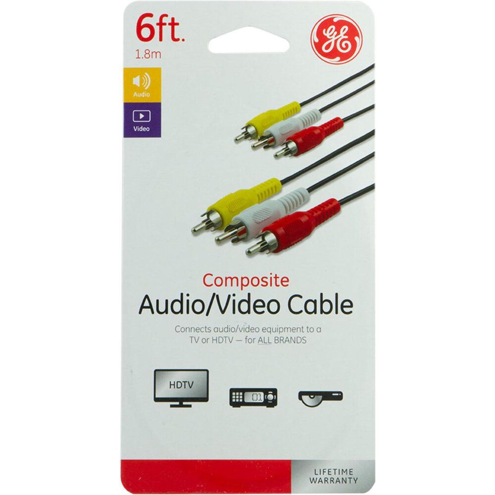GE 6" Audio Video Composite Cable, , large