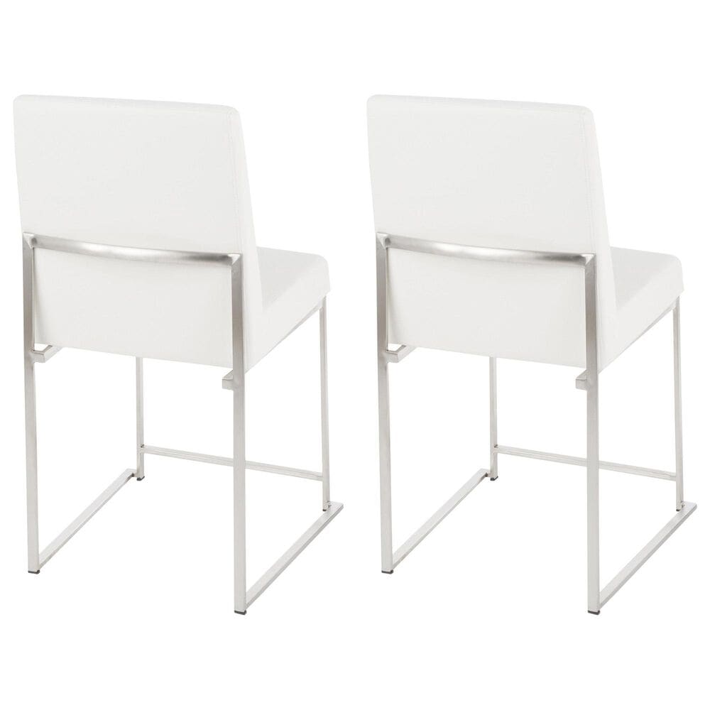 Lumisource Fuji Side Chair with White Faux Leather Cushion in Brushed Stainless Steel &#40;Set of 2&#41;, , large