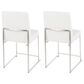 Lumisource Fuji Side Chair with White Faux Leather Cushion in Brushed Stainless Steel (Set of 2), , large
