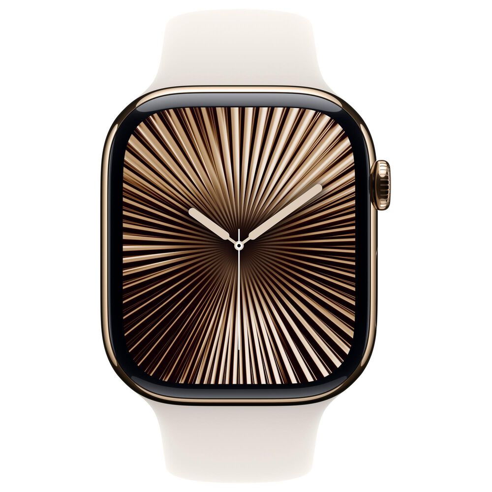 Apple Watch Series 10 GPS + Cellular 46mm Gold Titanium Case with Starlight Sport Band - S/M, , large