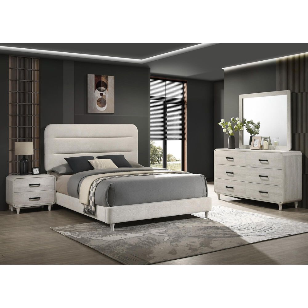 Crown Mark Nyomi 4 Piece King Panel Bedroom Set in White, , large