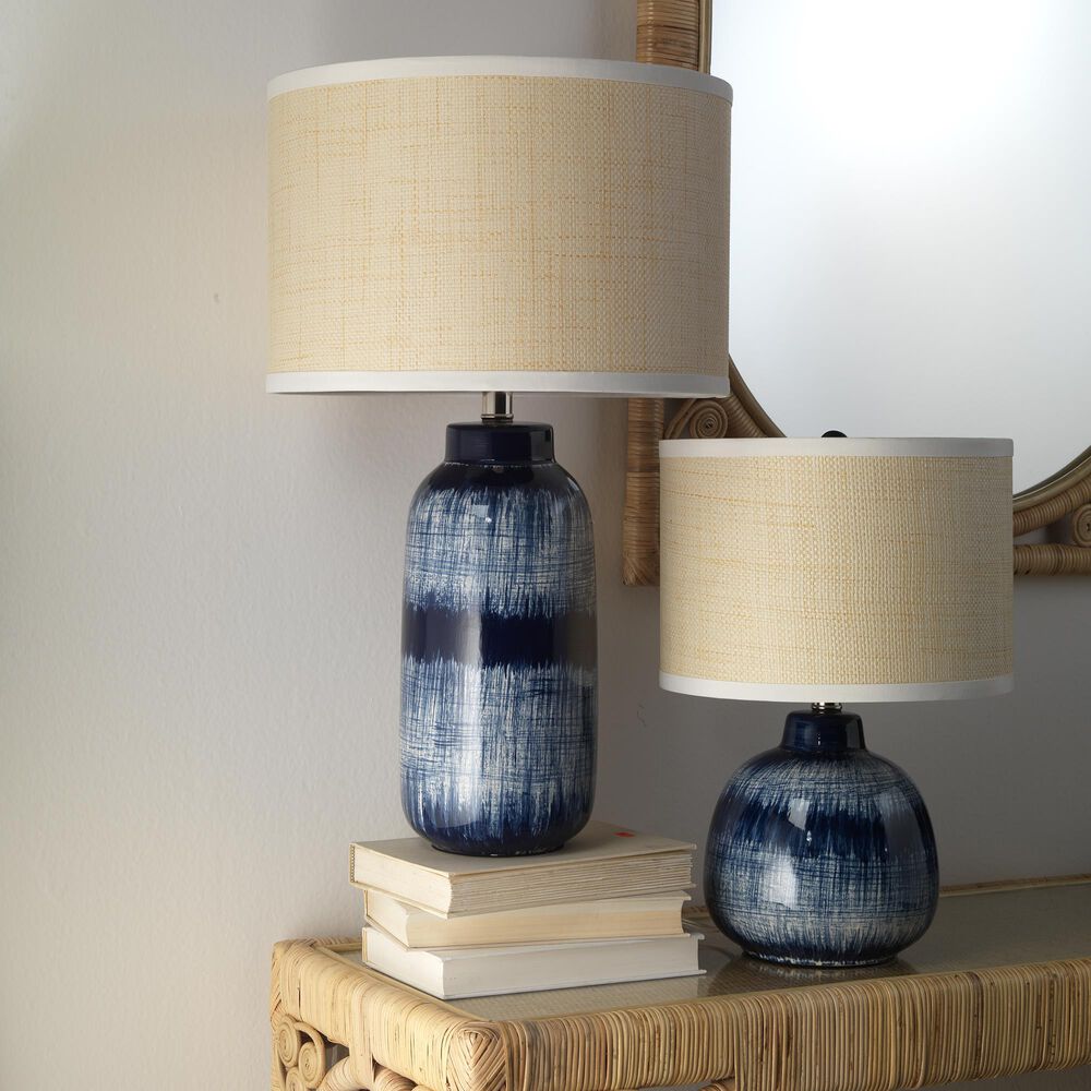 Splendor Living Batik 18&quot; Table Lamp with Cream Shade in Blue, , large