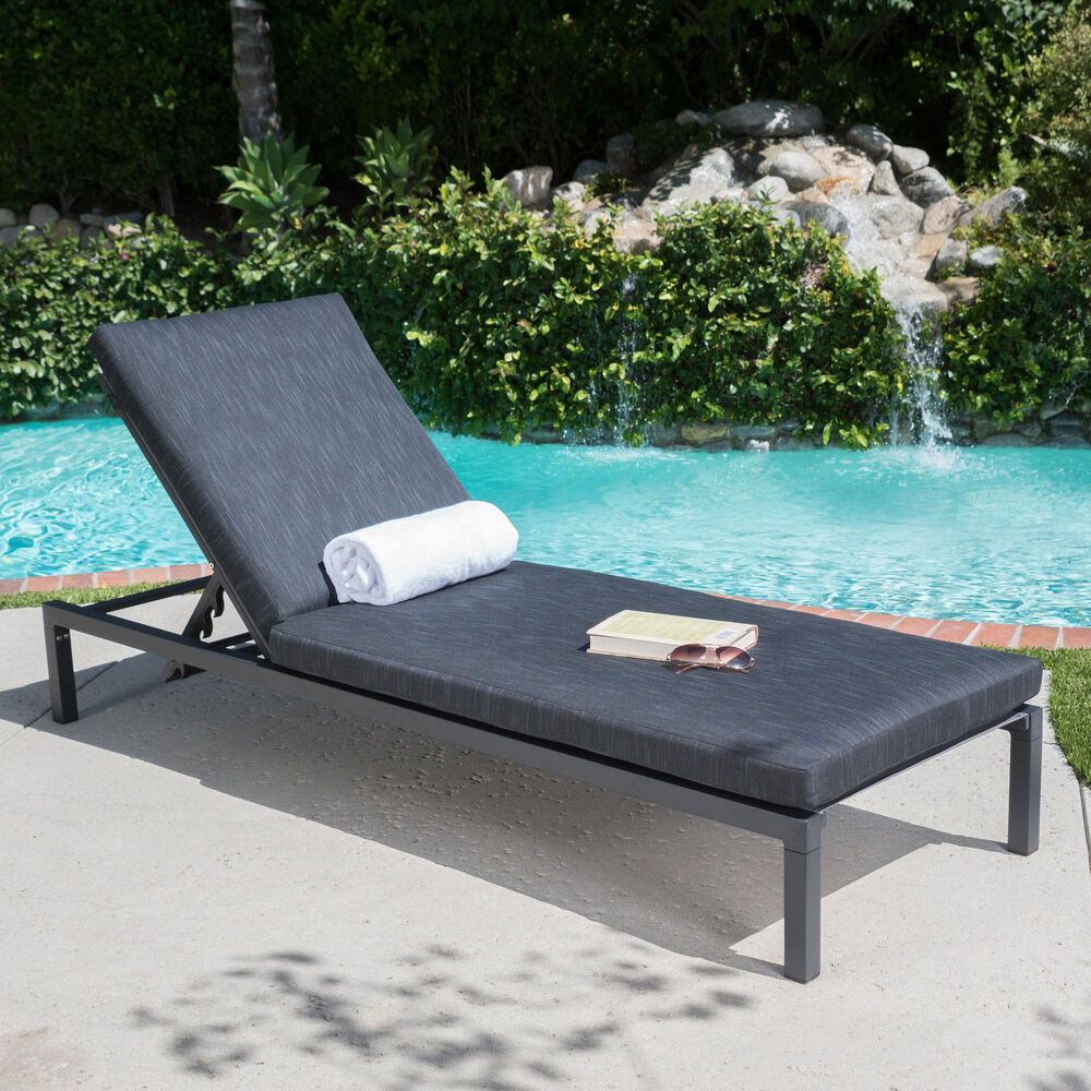 Noble House Navan Patio Chaise Lounge in Dark Gray, , large