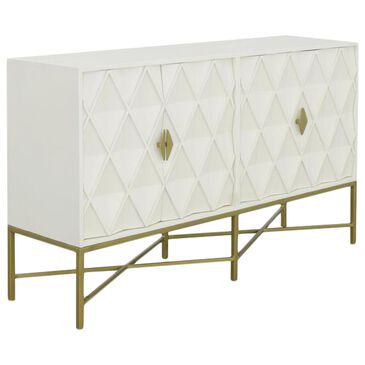 Shell Island Furniture 4-Door Credenza in Truffle Cream and Gold, , large