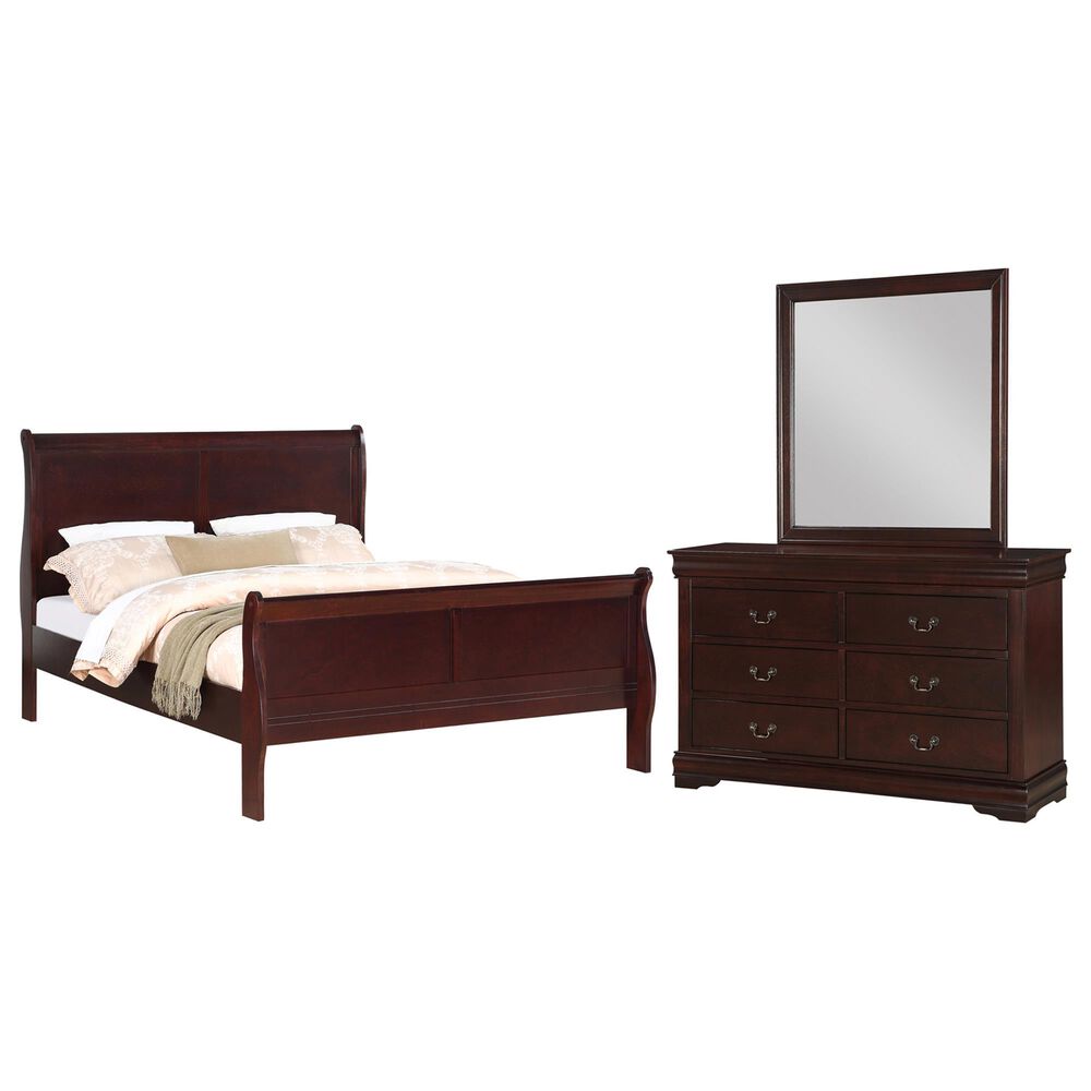 Crown Mark Louis Philip 3-Piece Queen Bedroom Set in Cherry, , large
