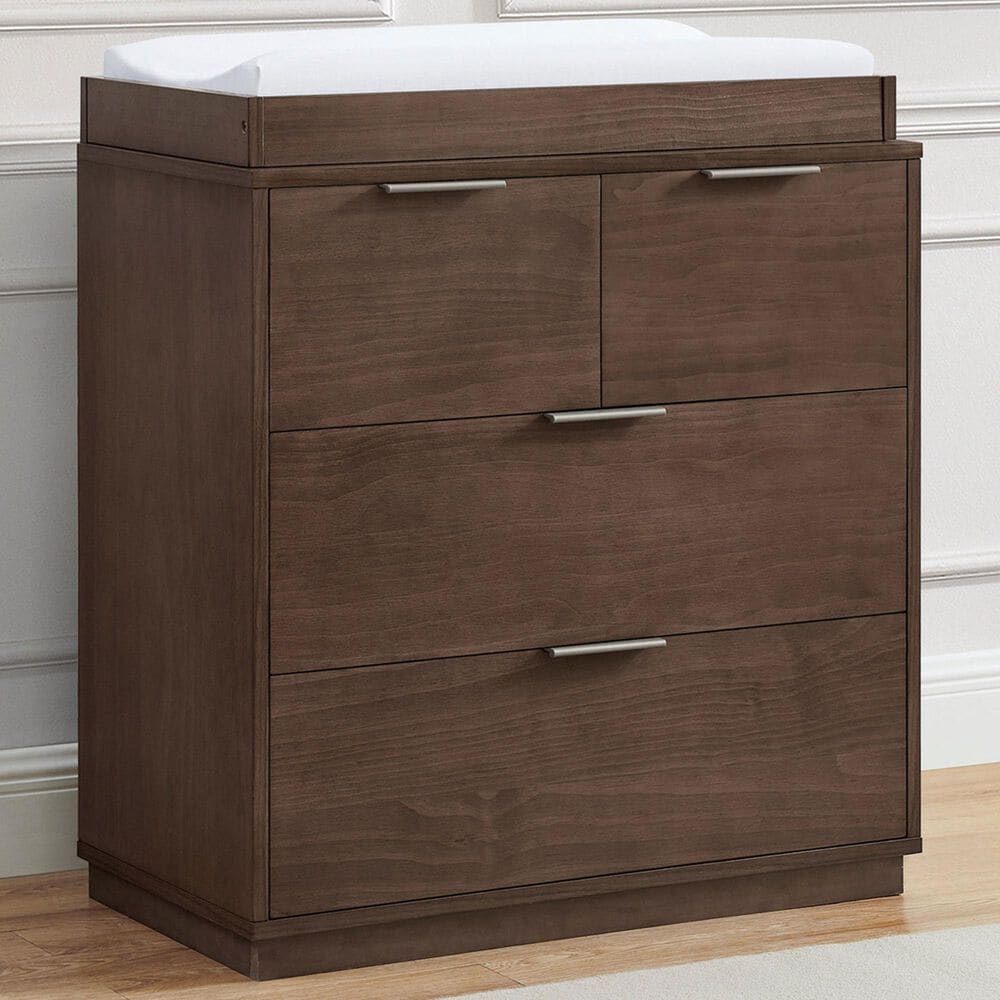 Delta Children Forever 4-Drawer Dresser with Changing Top in Teak Brown, , large