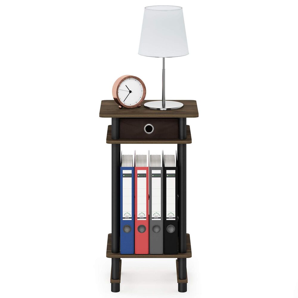 HOMLUX Turn-N-Tube Tall End Table in Columbia Walnut, Black and Dark Brown, , large
