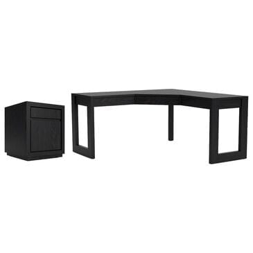 Riverside Furniture Westwood 2-Piece Corner Desk and File Cabinet Set in Ebony Whiskey Oak, , large