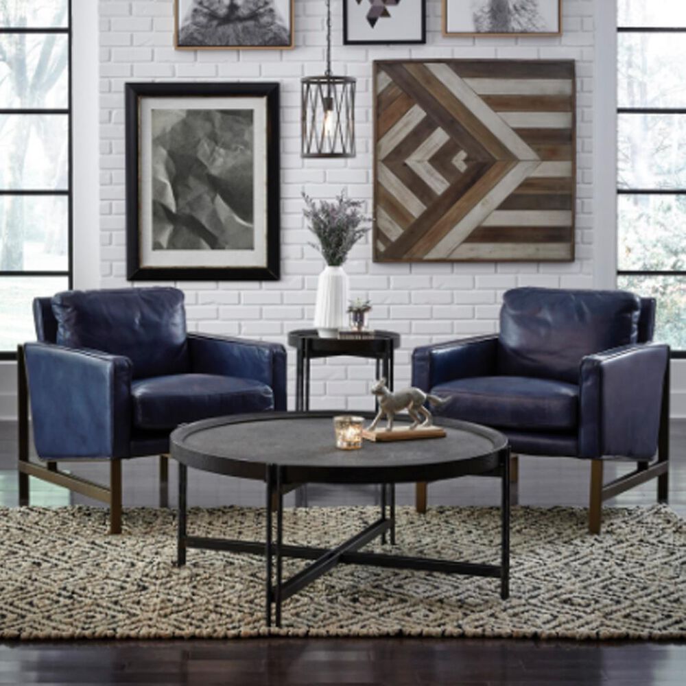 Classic Home Chazzie Leather Club Chair in Blue Shop NFM