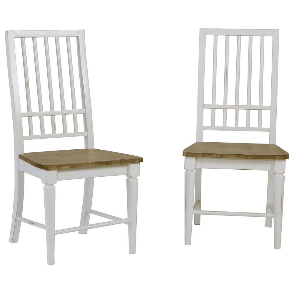 Tiddal Home Shutters Dining Chair in Light Oak and Distressed White (Set of 2), , large