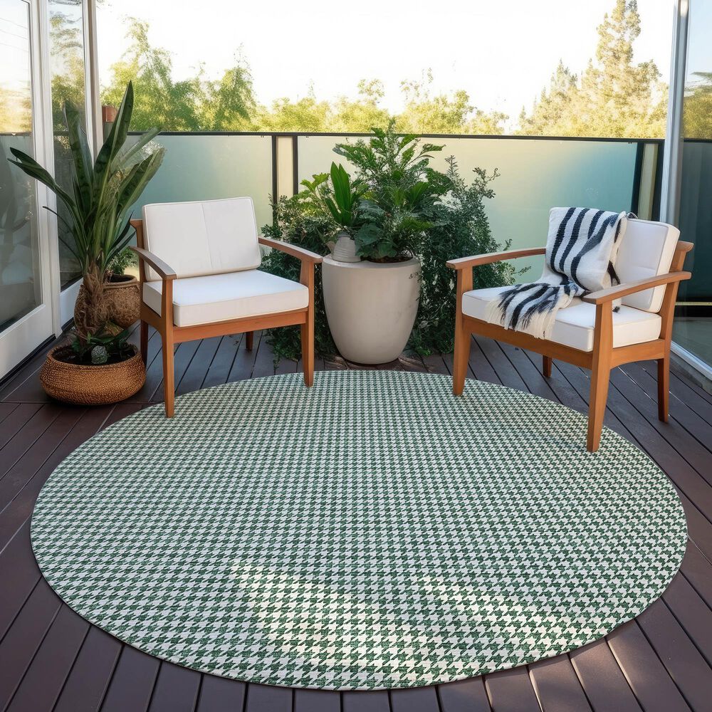 Dalyn Rug Company Hinton 6&#39; Round Green Indoor/Outdoor Area Rug, , large