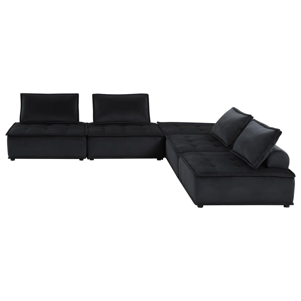HOMLUX Anna B 5-Piece Stationary Sectional Sofa in Black Velvet, , large