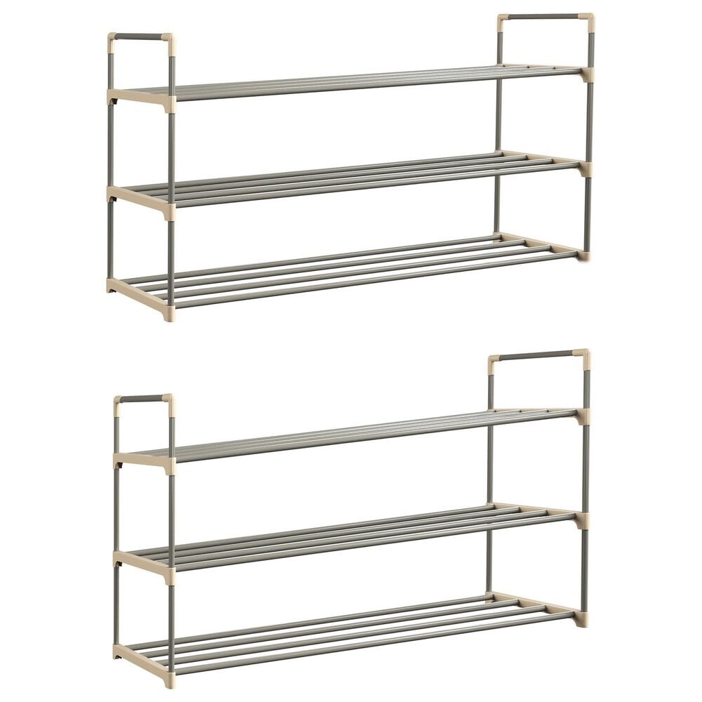 Timberlake 3-Tier Shoe Rack in Gray and White (Set of 2), , large