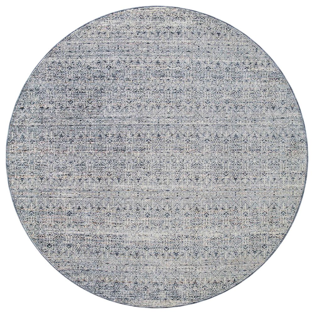 Amber Lewis x Loloi Zuma 3" Round Denim and Ivory Area Rug, , large
