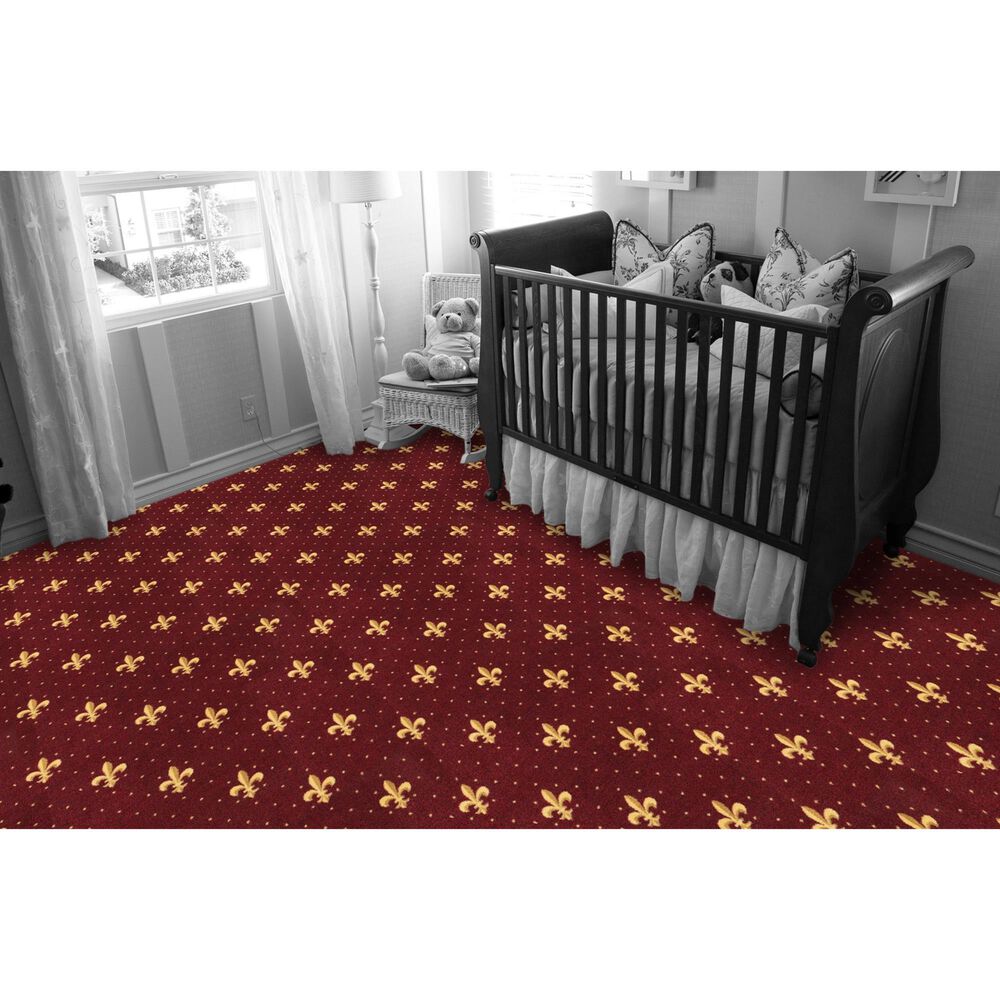 Milliken Brand Code Fleur De Lis Rough Rider Carpet in Burgundy, , large