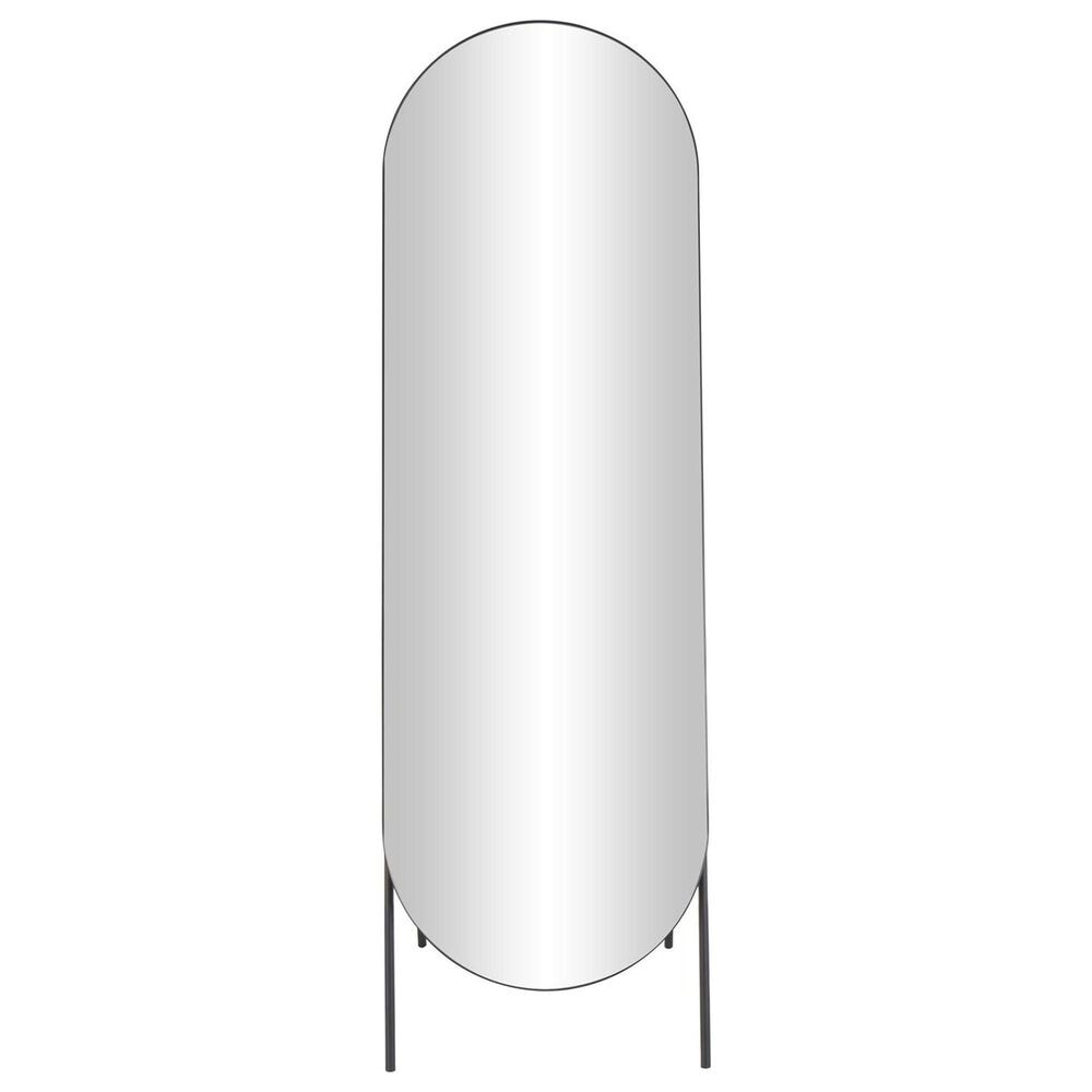 Maple and Jade 66" Metal Foldable Oval Floor Mirror in Black, , large