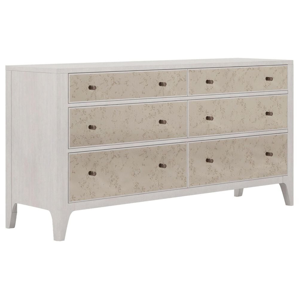 Vantage Mezzanine Mirrored 6 Drawer Dresser and Mirror in Dove Gray, , large