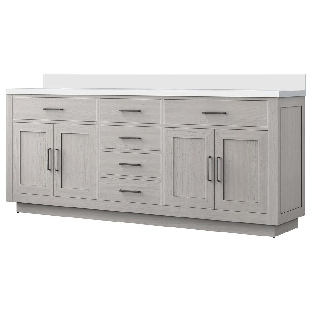 Lexora Home Abbey 80" Double Bathroom Vanity in White Oak with 2 cm White Cultured Marble Top and Rectangular Sinks, , large