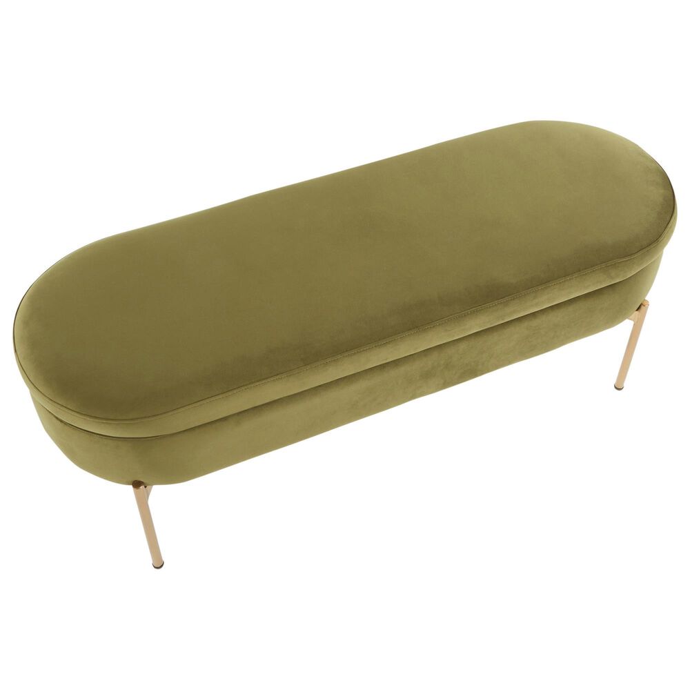 Lumisource Chloe Storage Bench in Green/Gold, , large