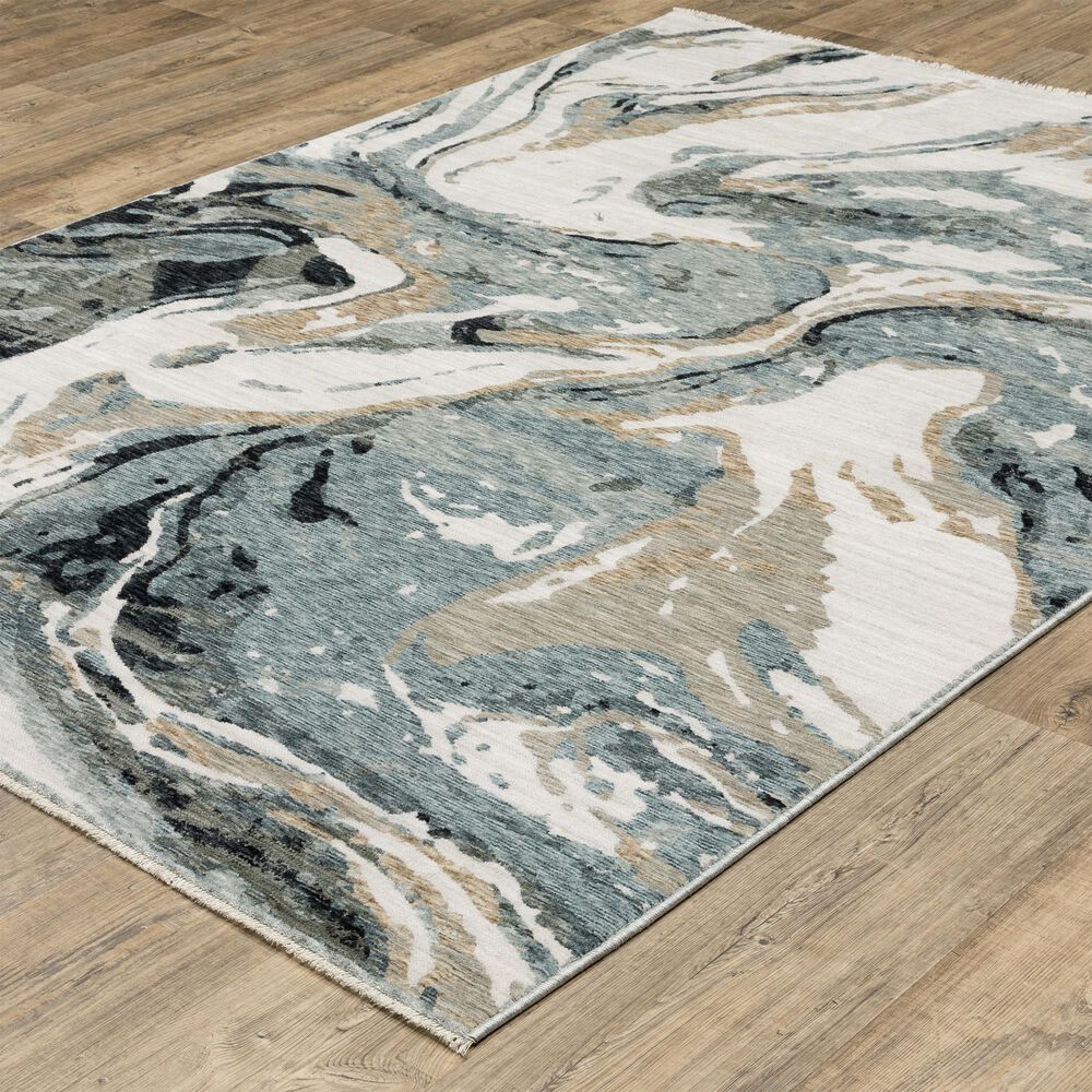 Oriental Weavers Echo ECH07 Blue and Ivory 7&#39;10&quot; x 10&#39;10&quot; Area Rug, , large