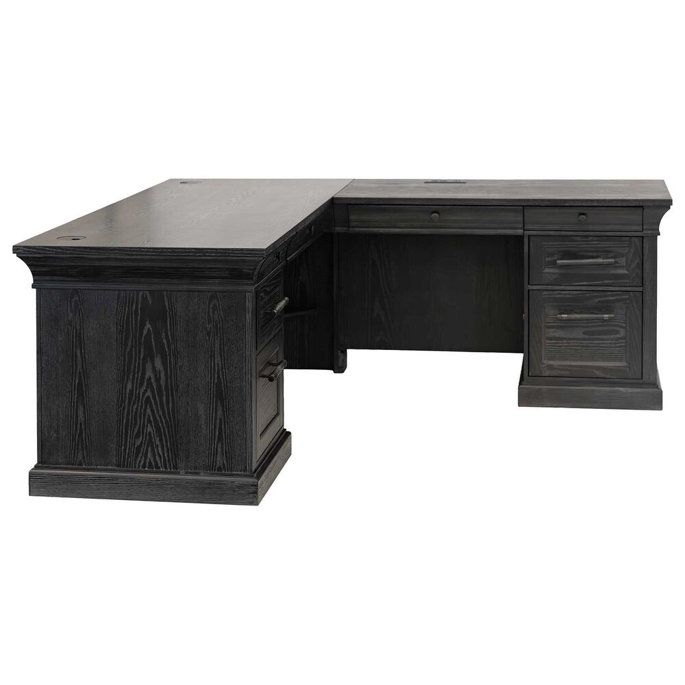 Wycliff Bay Willow Lane 4-Piece L-Shaped Desk with Bookcase and Ladder in Ebony Black, , large